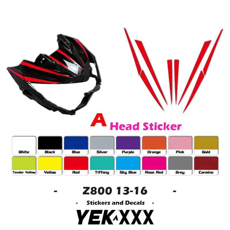 Z800 13-16 Fairing Shell Head Rear Tail Fuel Tank Front Fender Sticker Decal Line Custom Color For Kawasaki Z800 2013-2016