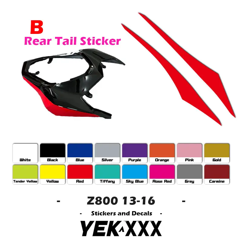 Z800 13-16 Fairing Shell Head Rear Tail Fuel Tank Front Fender Sticker Decal Line Custom Color For Kawasaki Z800 2013-2016
