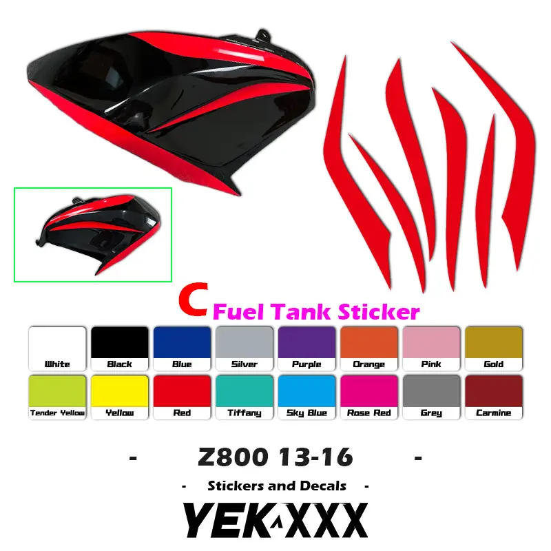 Z800 13-16 Fairing Shell Head Rear Tail Fuel Tank Front Fender Sticker Decal Line Custom Color For Kawasaki Z800 2013-2016