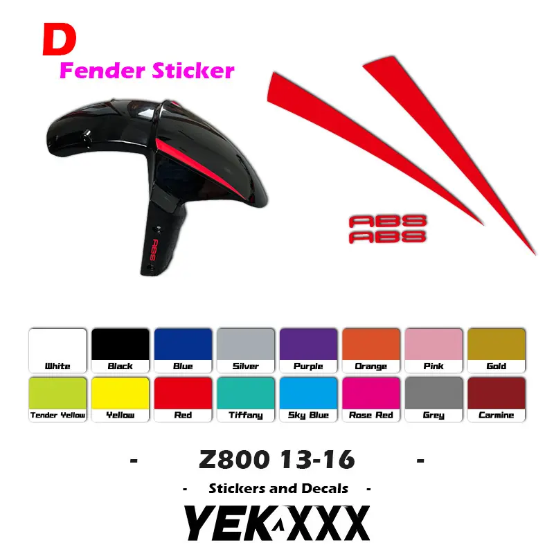 Z800 13-16 Fairing Shell Head Rear Tail Fuel Tank Front Fender Sticker Decal Line Custom Color For Kawasaki Z800 2013-2016