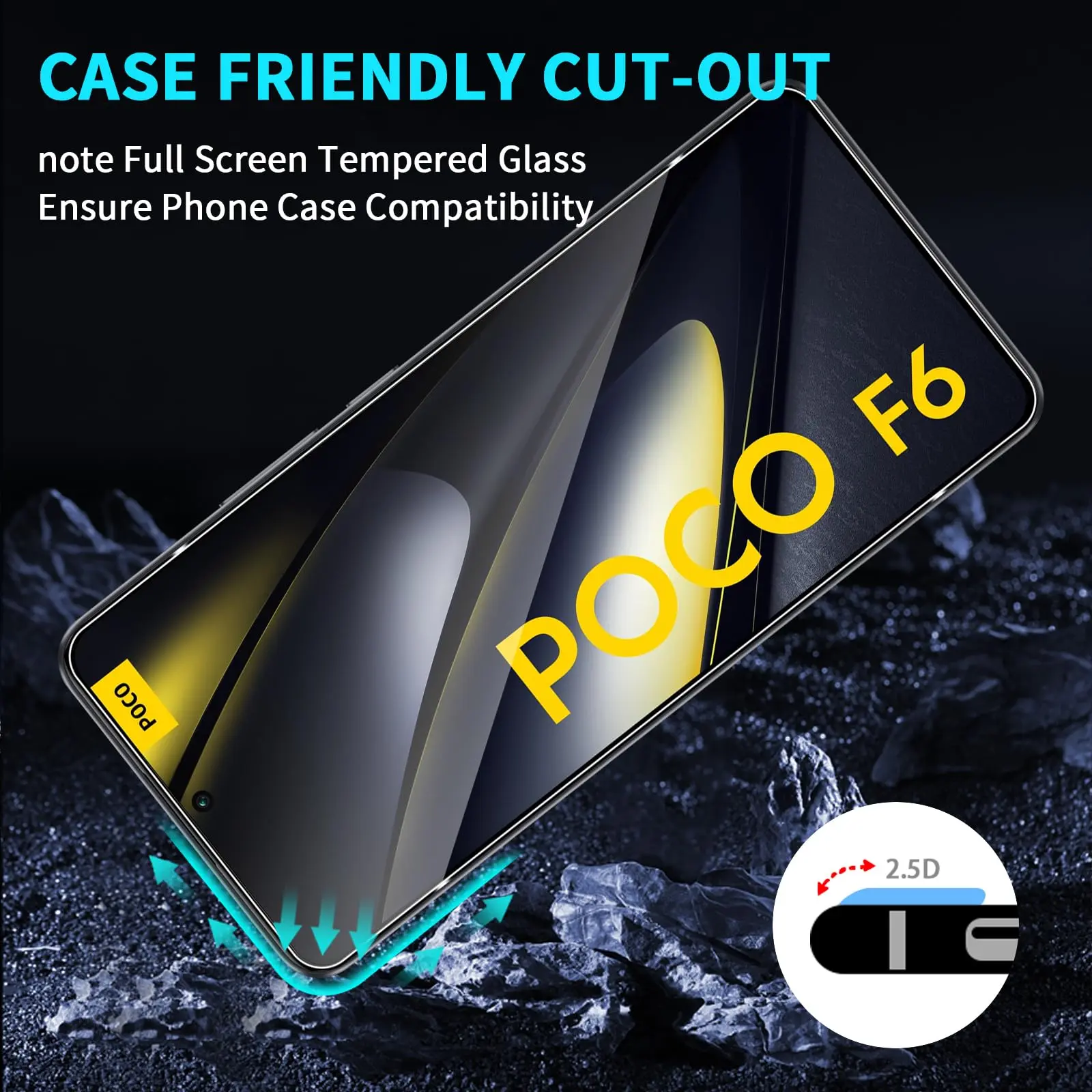 For POCO F6 Screen Protector Xiaomi, Tempered Glass HD Crystal 9H High Aluminum Transparent Clear Anti Scratch Case Friendly
