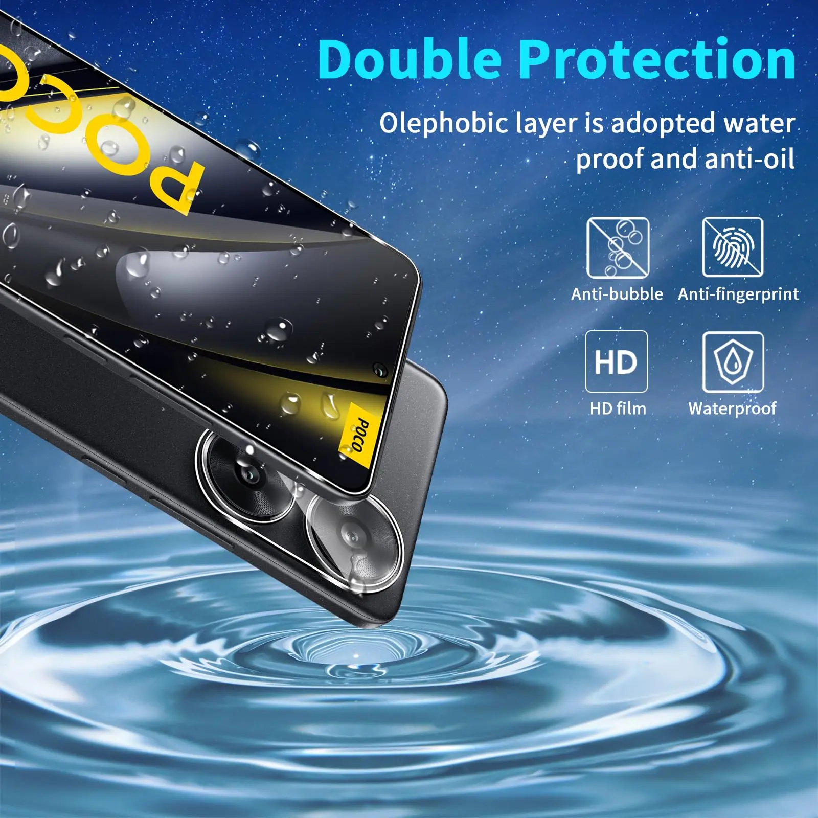 For POCO F6 Screen Protector Xiaomi, Tempered Glass HD Crystal 9H High Aluminum Transparent Clear Anti Scratch Case Friendly