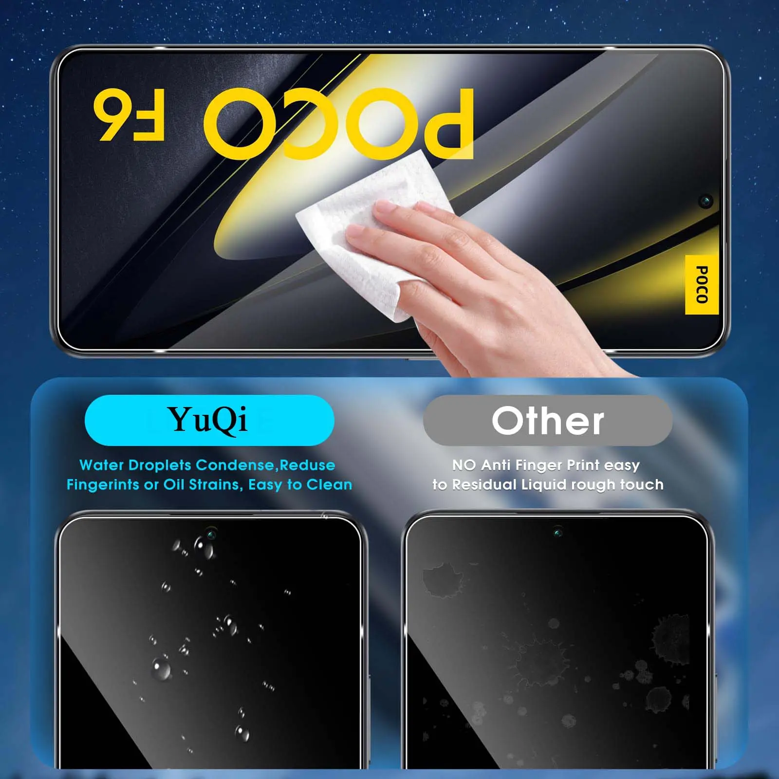 For POCO F6 Screen Protector Xiaomi, Tempered Glass HD Crystal 9H High Aluminum Transparent Clear Anti Scratch Case Friendly