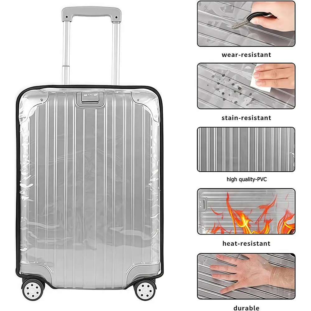 Transparent luggage protection cover suitable for suitcases and suitcases, easy to install and fold for storage,zwq