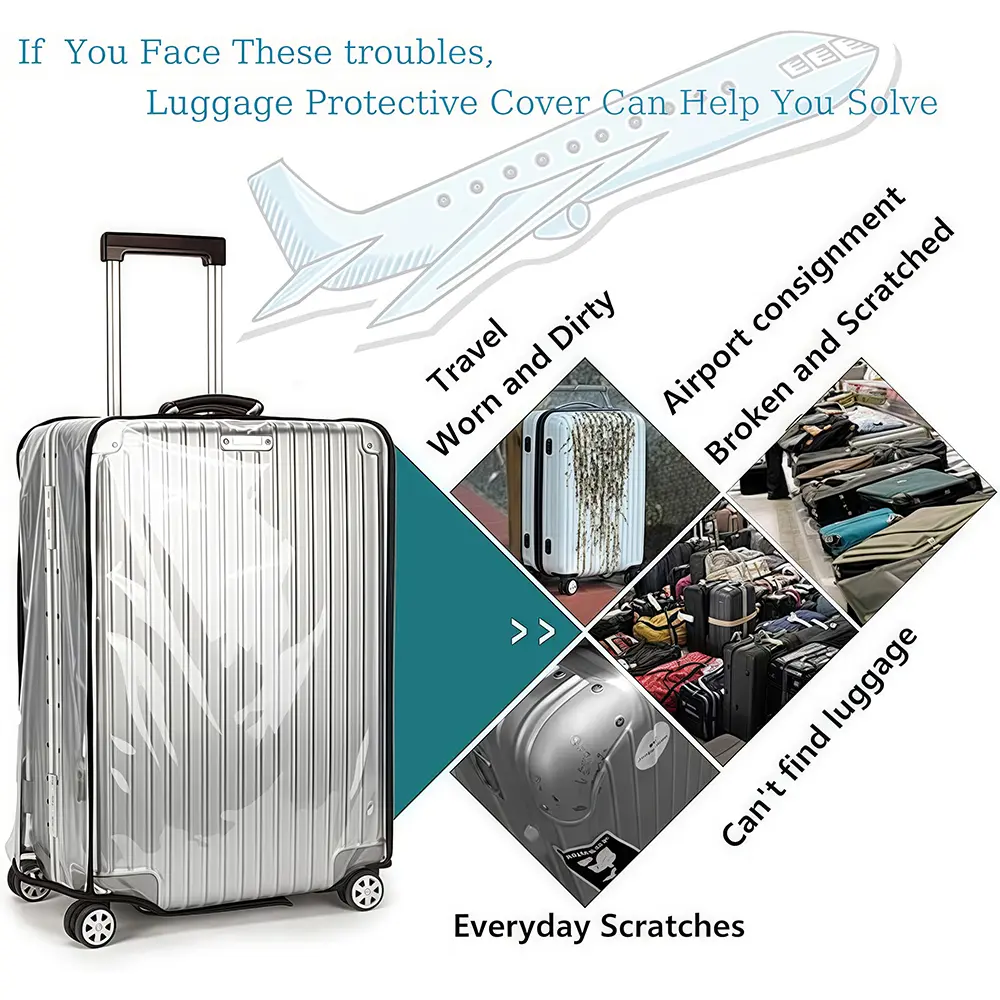 Transparent luggage protection cover suitable for suitcases and suitcases, easy to install and fold for storage,zwq