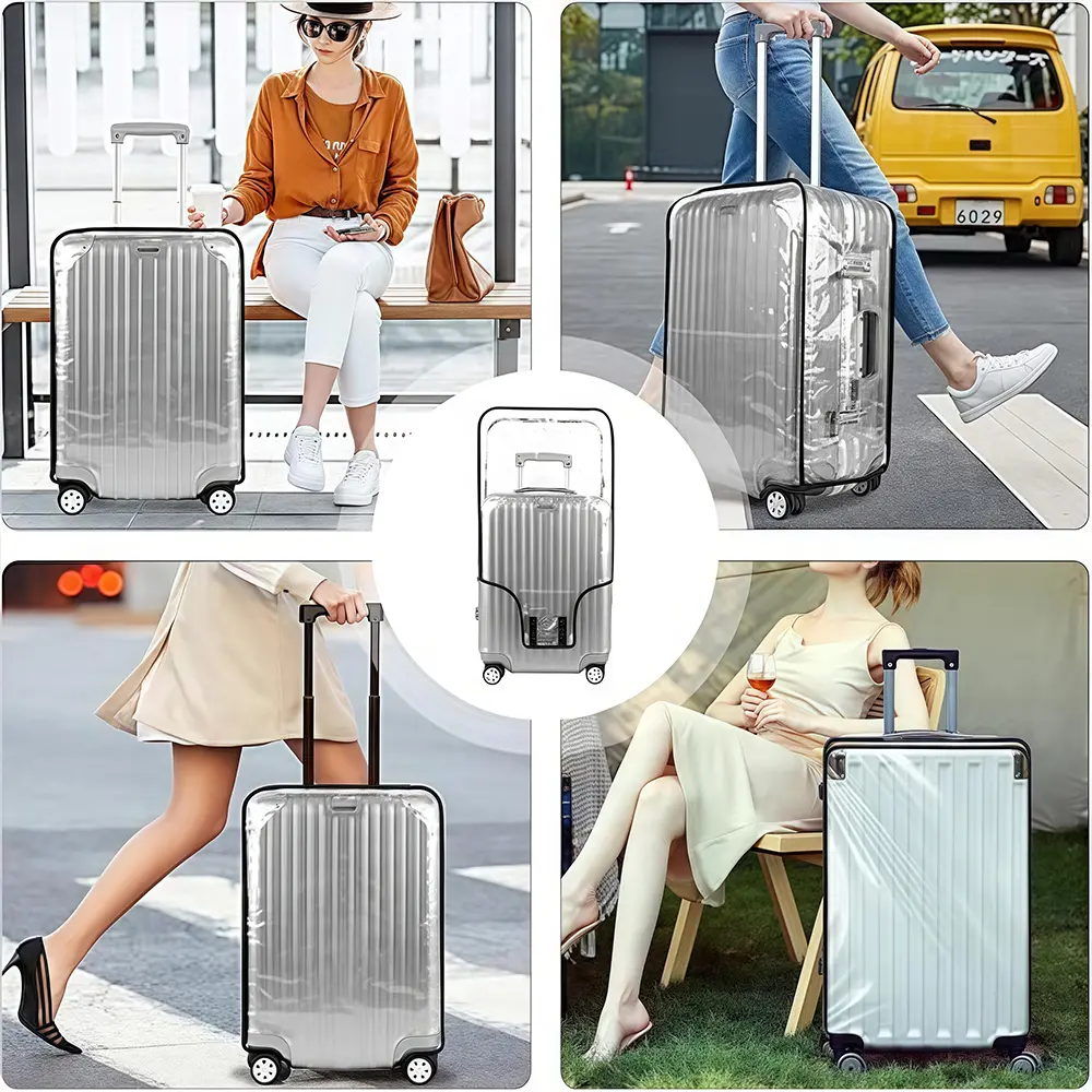 Transparent luggage protection cover suitable for suitcases and suitcases, easy to install and fold for storage,zwq