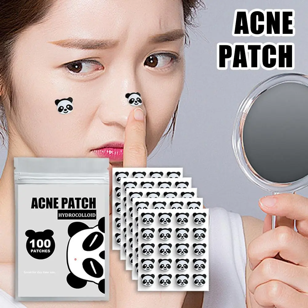 100 Counts Hydrocolloid Cute Panda Acne Pimple Patch For Face, Lovely Black Pandas Acne Spot Patch Invisible Zit Cover Stickers