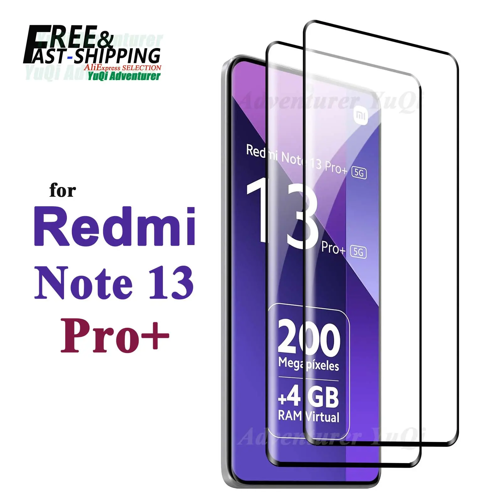 3D Screen Protector For Redmi Note 13 Pro Plus Curve Tempered Glass HD Side Full Glue Transparent 9H High Aluminum