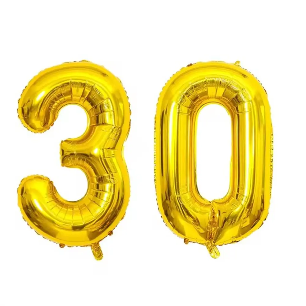 2Pcs 32 Inch Gold Silver Black Blue Pink Helium Foil Number Balloon 28 29 30 31 32 33 Happy Birthday Party Decoration Supplies