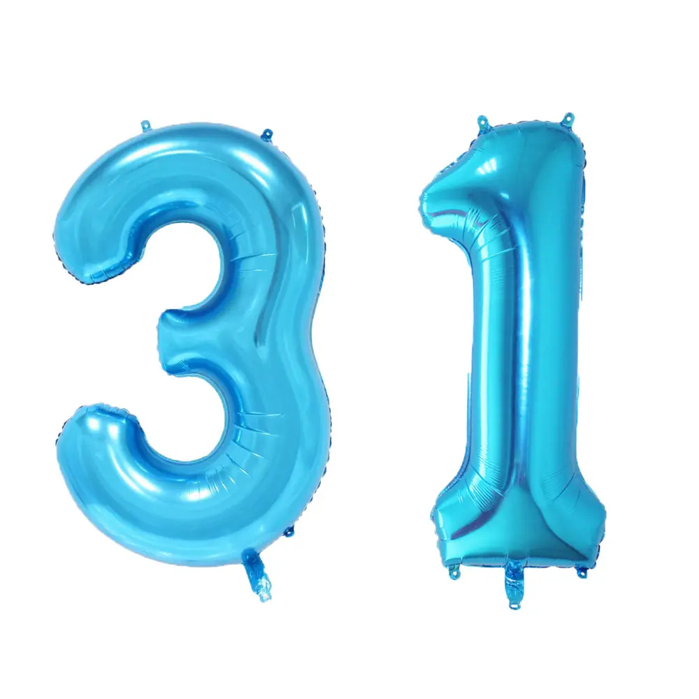 2Pcs 32 Inch Gold Silver Black Blue Pink Helium Foil Number Balloon 28 29 30 31 32 33 Happy Birthday Party Decoration Supplies