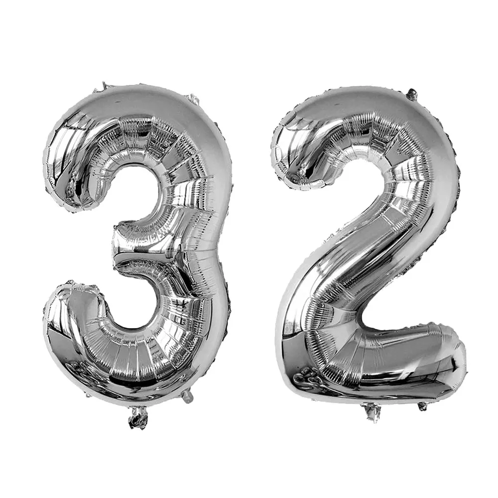 2Pcs 32 Inch Gold Silver Black Blue Pink Helium Foil Number Balloon 28 29 30 31 32 33 Happy Birthday Party Decoration Supplies