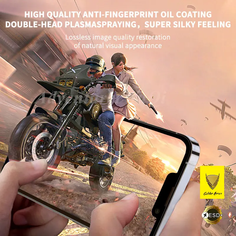 2/4Pcs For iPhone 16 15 14 13 11 Pro Max 17Air Tempered Glass Screen Protector Golden Armor Luxury 12 Full Glue X XR XS Plus