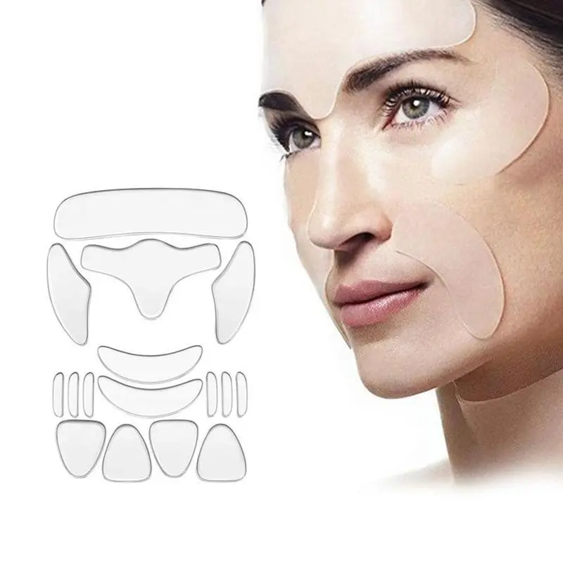 1pc/16pcs Reusable Silicone Patches Anti Rimpel Pads Silicone Wrinkle Removal Sticker Face Forehead Neck Eye Sticker Skin Care