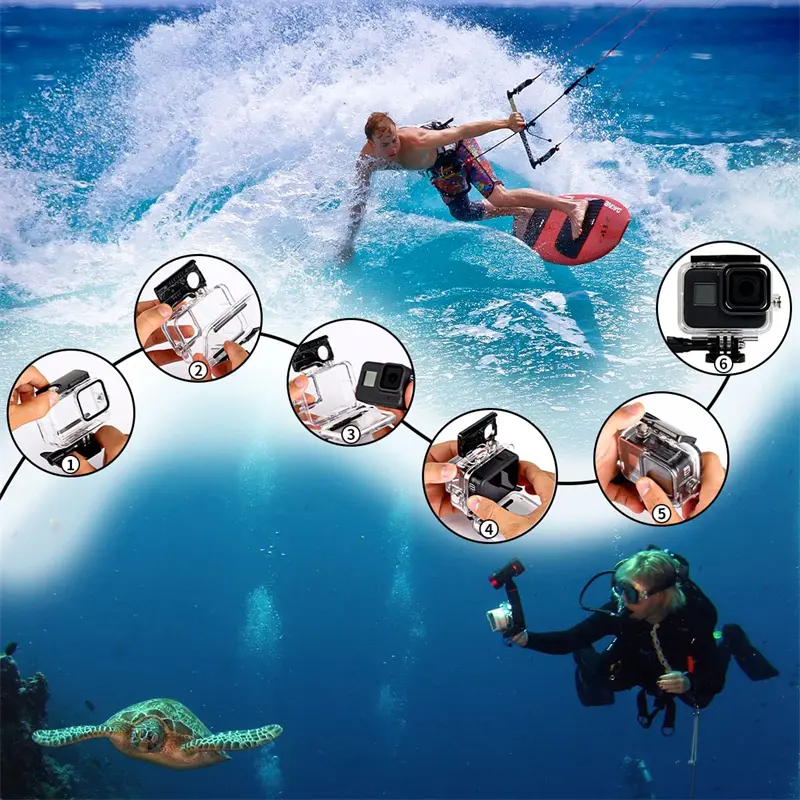 Waterproof Case for GoPro Hero 12 11 10 9 Black Protective Diving Underwater Housing Shell Cover Red Purple Color Filter