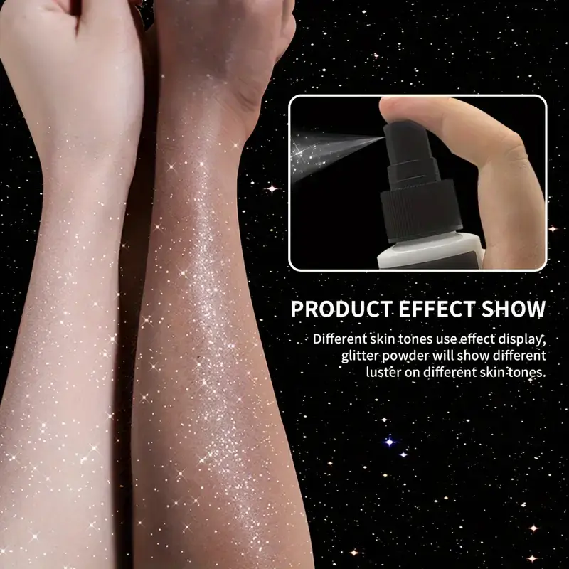 Quick Drying Glitter Spray-High Shine Glitter Spray for Lips,Eyes,Face Makeup-Halloween Party Nightclub Costume Glitter Spray