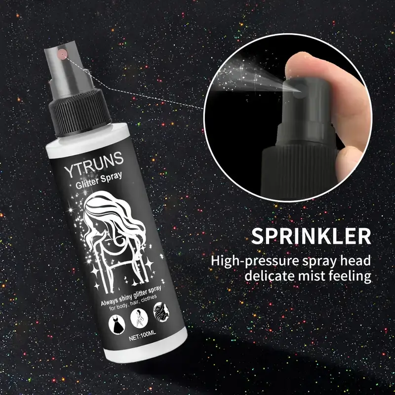 Quick Drying Glitter Spray-High Shine Glitter Spray for Lips,Eyes,Face Makeup-Halloween Party Nightclub Costume Glitter Spray