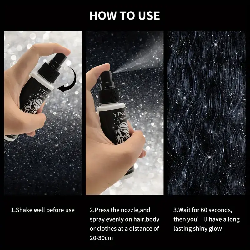 Quick Drying Glitter Spray-High Shine Glitter Spray for Lips,Eyes,Face Makeup-Halloween Party Nightclub Costume Glitter Spray