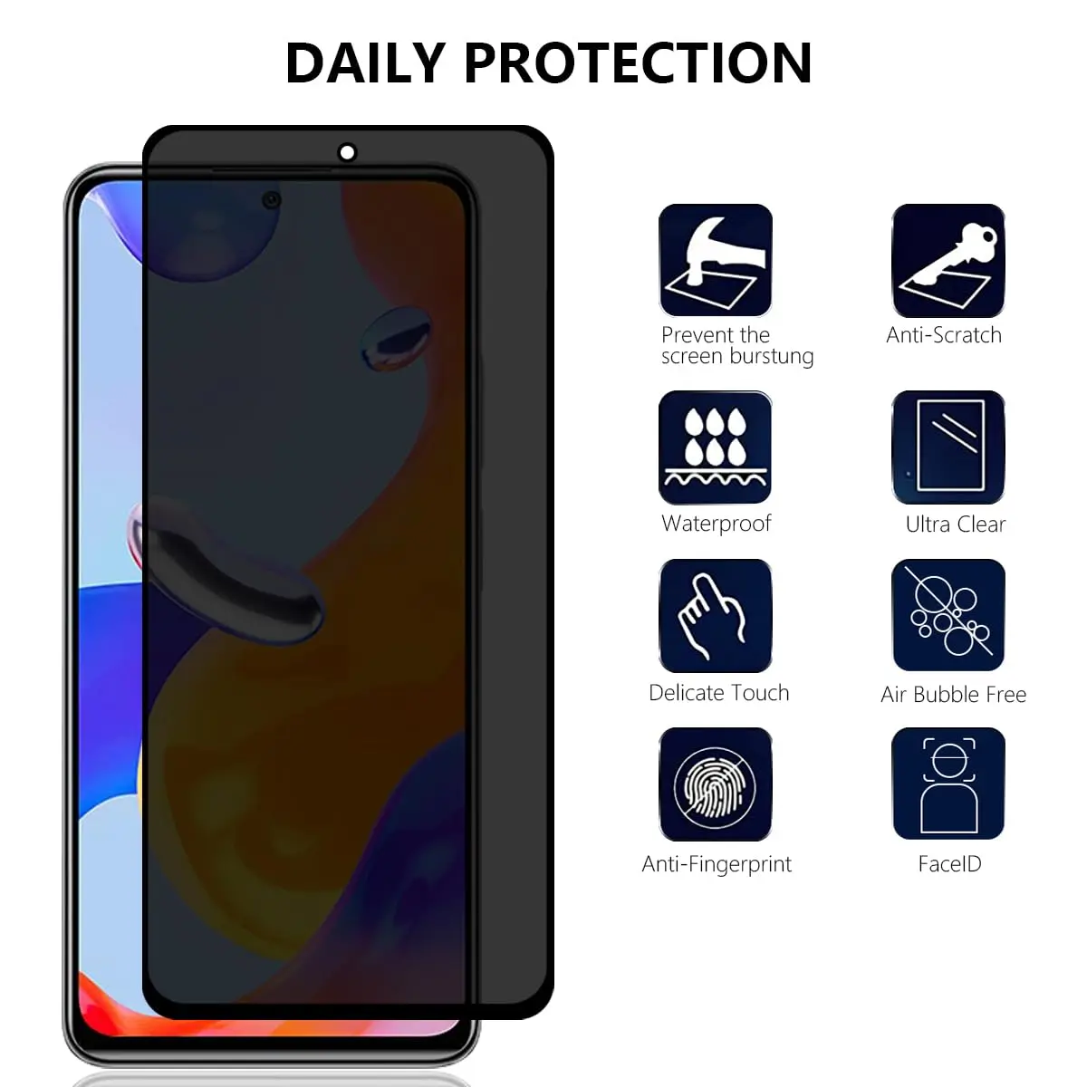 Anti Spy Screen Protector For Redmi Note 11 Pro 4G 5G Tempered Glass 9H Privacy Peep High AluminumCase Friendly