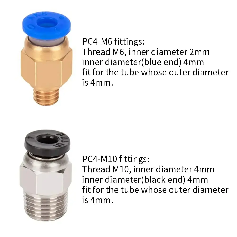 1M Bowden PTFE Tubing for 1.75mm Filament With PC4-M6 Fittings PC4-M10 Pneumatic For Creality Ender 3/ Pro Ender 5/Pro CR-10/10S