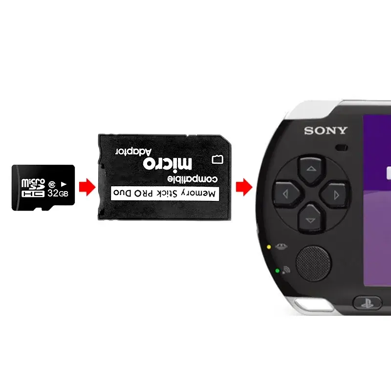 Memory Stick Pro Duo Adapter For PSP 1000/ 2000/ 3000 Micro SD TF to MS Card Adapter Converter Plug and Play