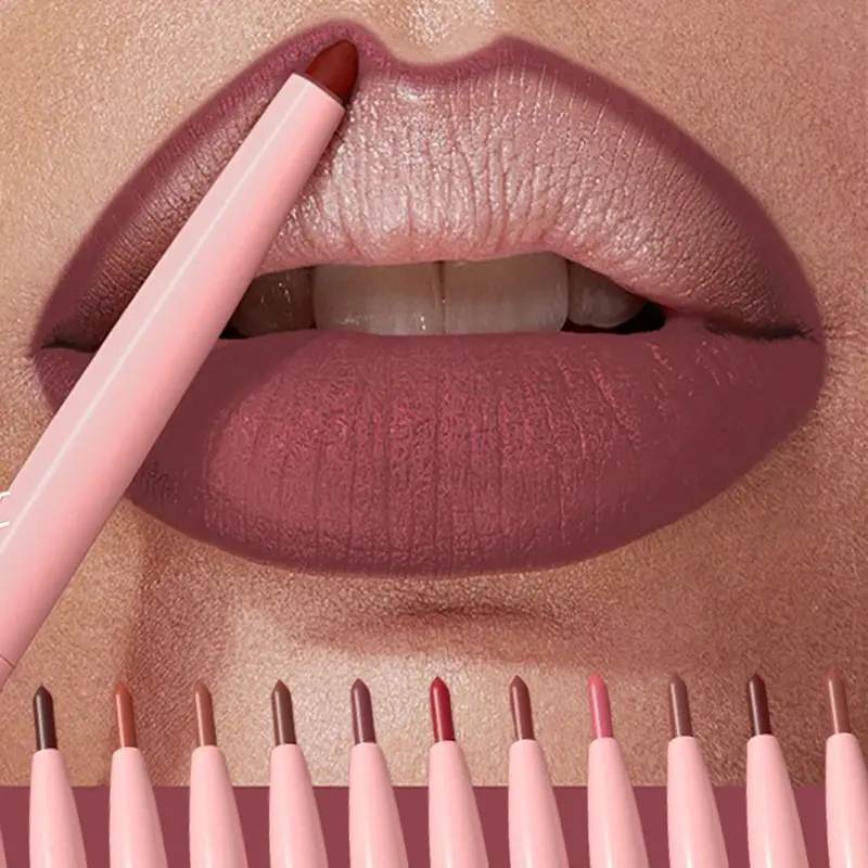 12 Color Lip Liner Pencil Lasting Moisturize Velvet Matte Creamy Plump Lip Stain Waterproof Natural Nude Brown Lip Liner Makeup