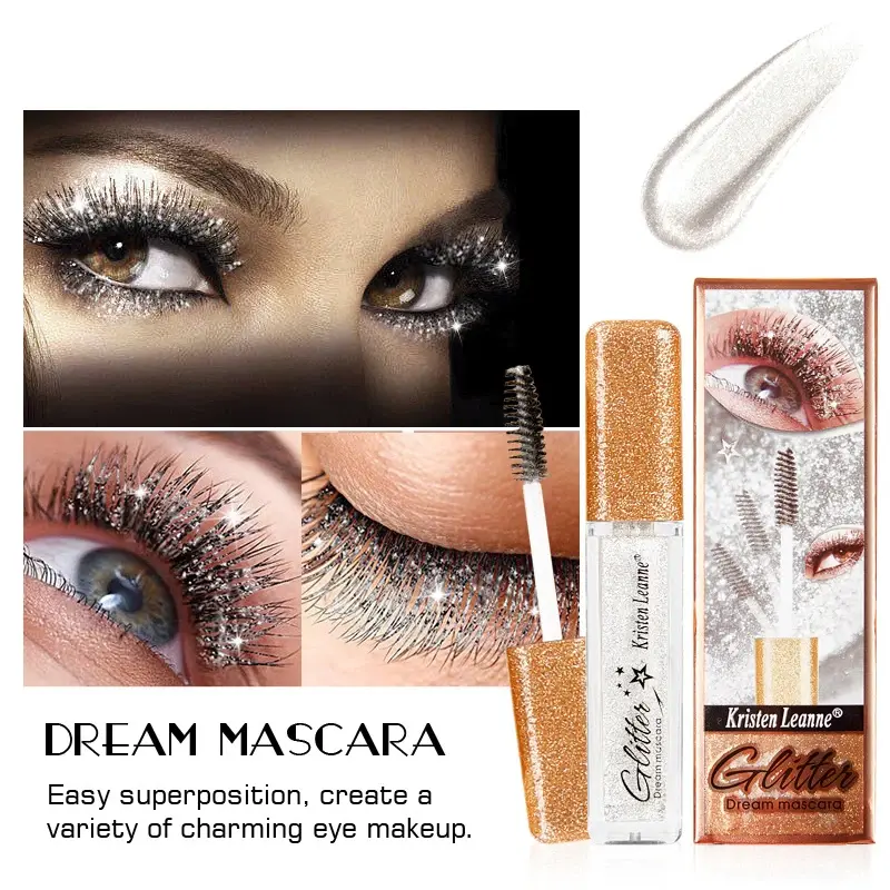 1pcs Diamond Glitter Mascara Fast Dry Eyelashes Curling Thick Shiny Eyelashes Waterproof Lengthens Eye Lash Mascara Girls Makeup