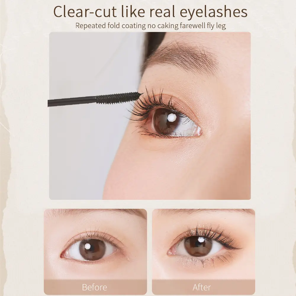 MACKANDY 3D Big Volumizing Mascara Two Brush Heads Quick-drying & 24H Wear Waterproof Mascara False Lash Effect Cosmetic