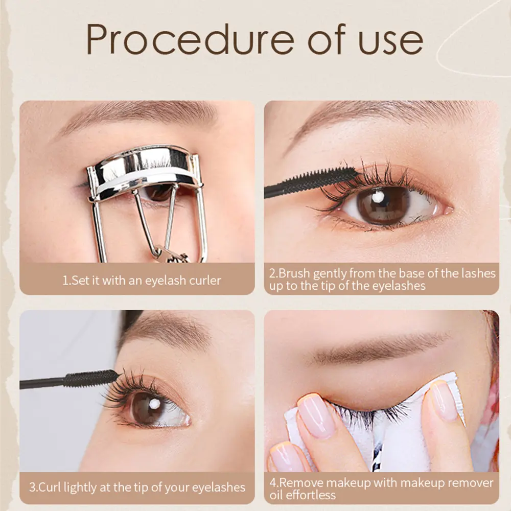 MACKANDY 3D Big Volumizing Mascara Two Brush Heads Quick-drying & 24H Wear Waterproof Mascara False Lash Effect Cosmetic