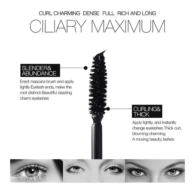 Mascara Black Curled Lashes Lengthens Eyelashes Extra Volume Long Lasting Waterproof Natural Quick Drying Lashes Female Makeup