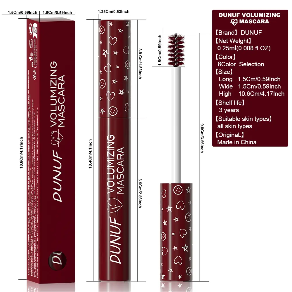 4D Black White Coloful Mascara Thickening, Lengthening, Curling, Waterproof Liquid Fiber Mascara 8 Colors Eye Makeup
