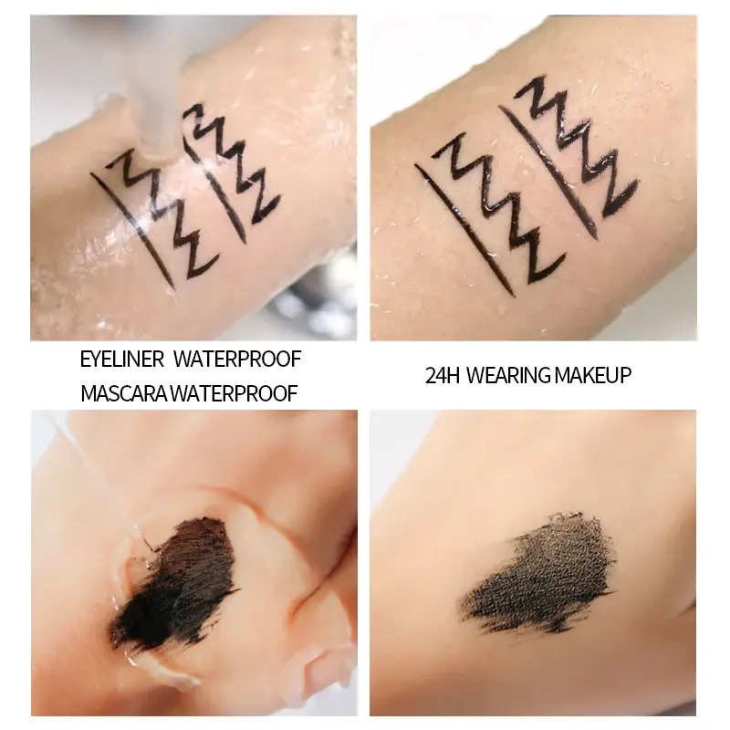 Liquid Eyeliner Pencil And 4D Waterproof Mascara Set Eye Makeup Thick Curling Mascara Eyebrow Pencil for Long Lasting Look