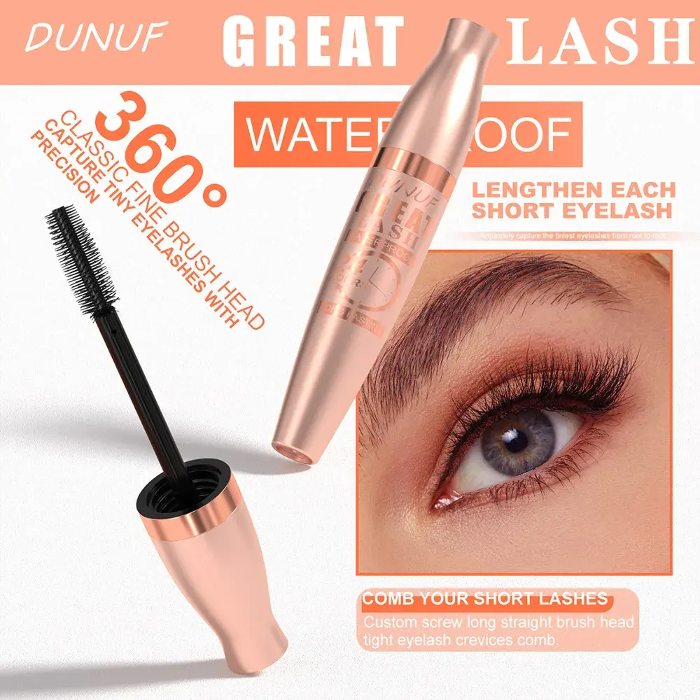 DUNUF 24H Waterproof Mascara Volumizing Lengthening & Curling Long-Lasting Full-Body Lash Effect