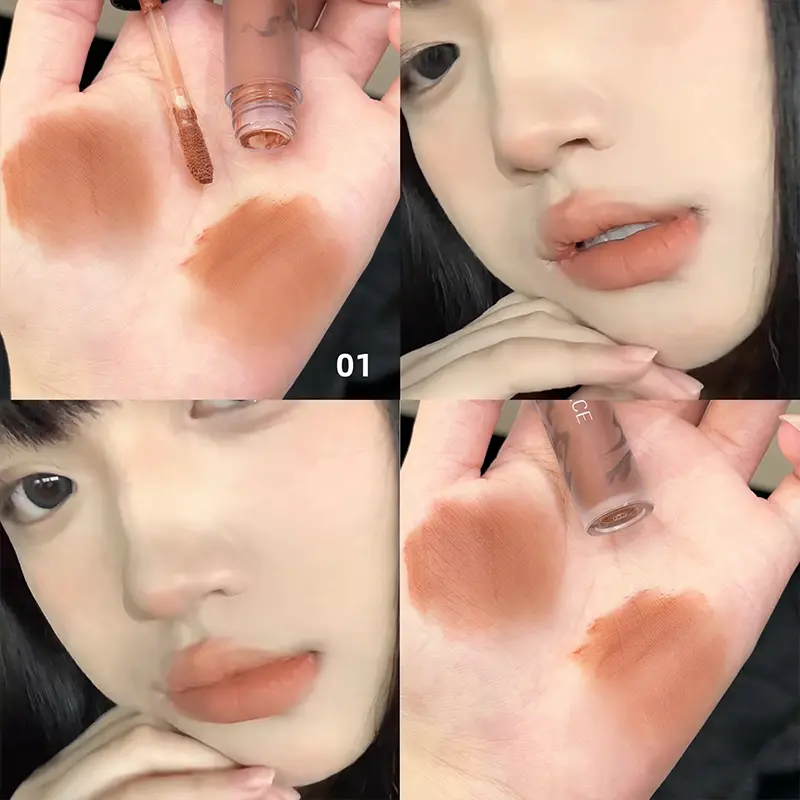 Nude Coffee Brown Matte Lipstick Lasting Natural Orange Toned Lip Tint Waterproof Sexy Red Wine Color Lip Gloss European Make Up