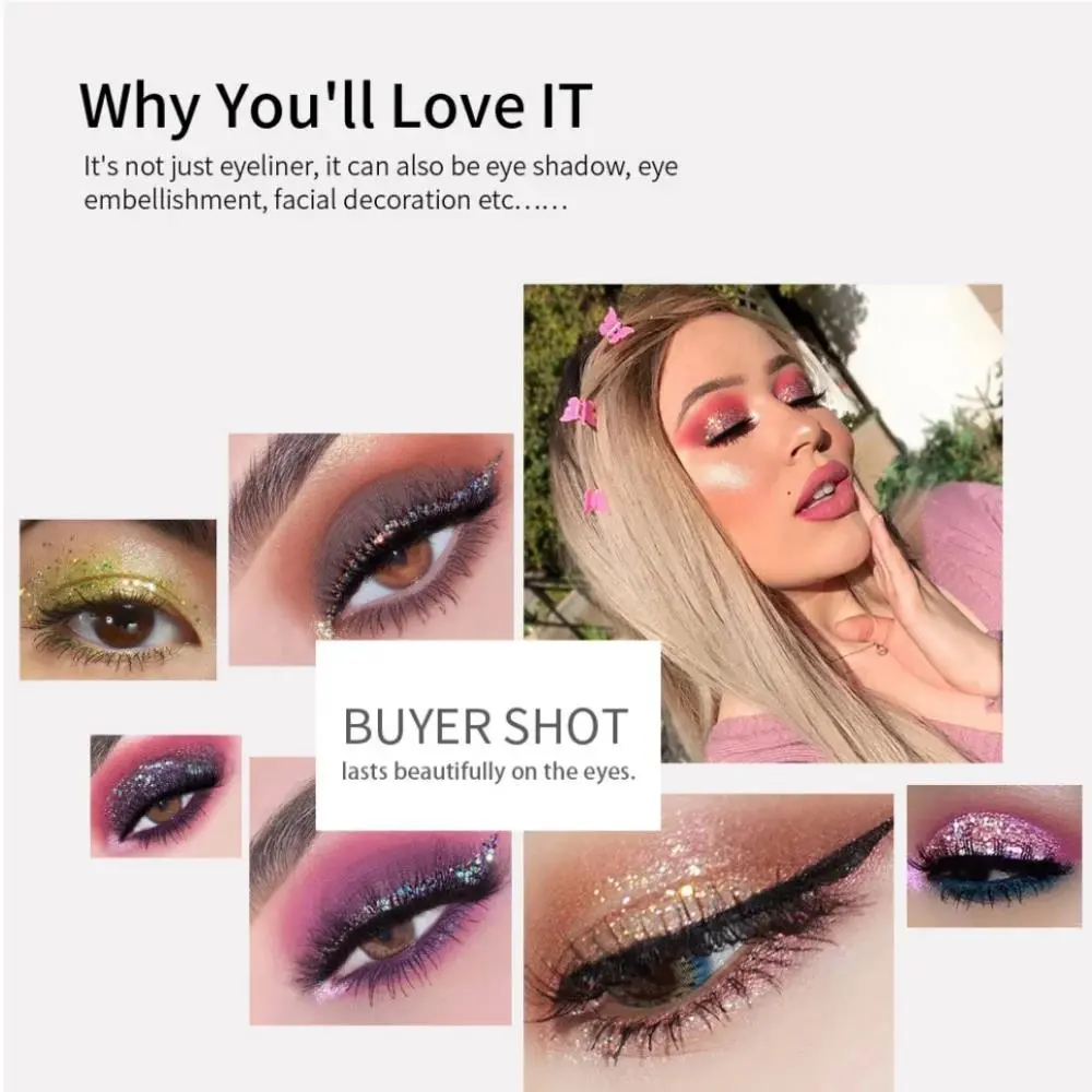 12pcs Glitter Eyeliner Set Long Lasting Waterproof Shimmer Eye Makeup Crystal Diamond Cosplay Stage Festival Eyeshadow