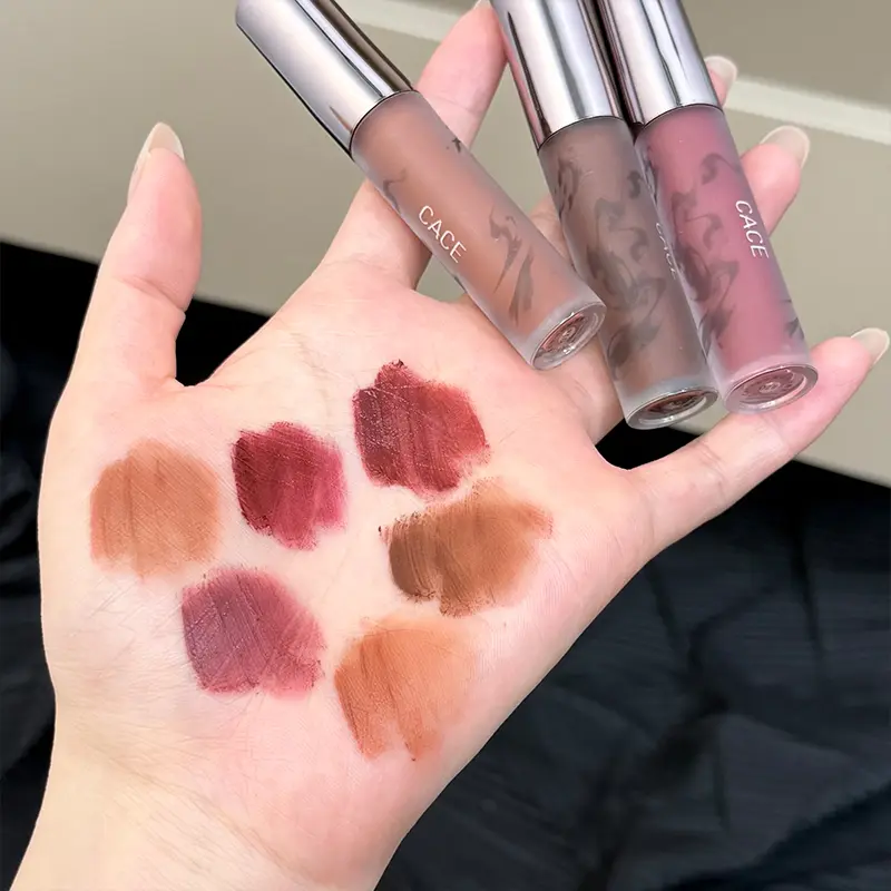 Nude Coffee Brown Matte Lipstick Lasting Natural Orange Toned Lip Tint Waterproof Sexy Red Wine Color Lip Gloss European Make Up