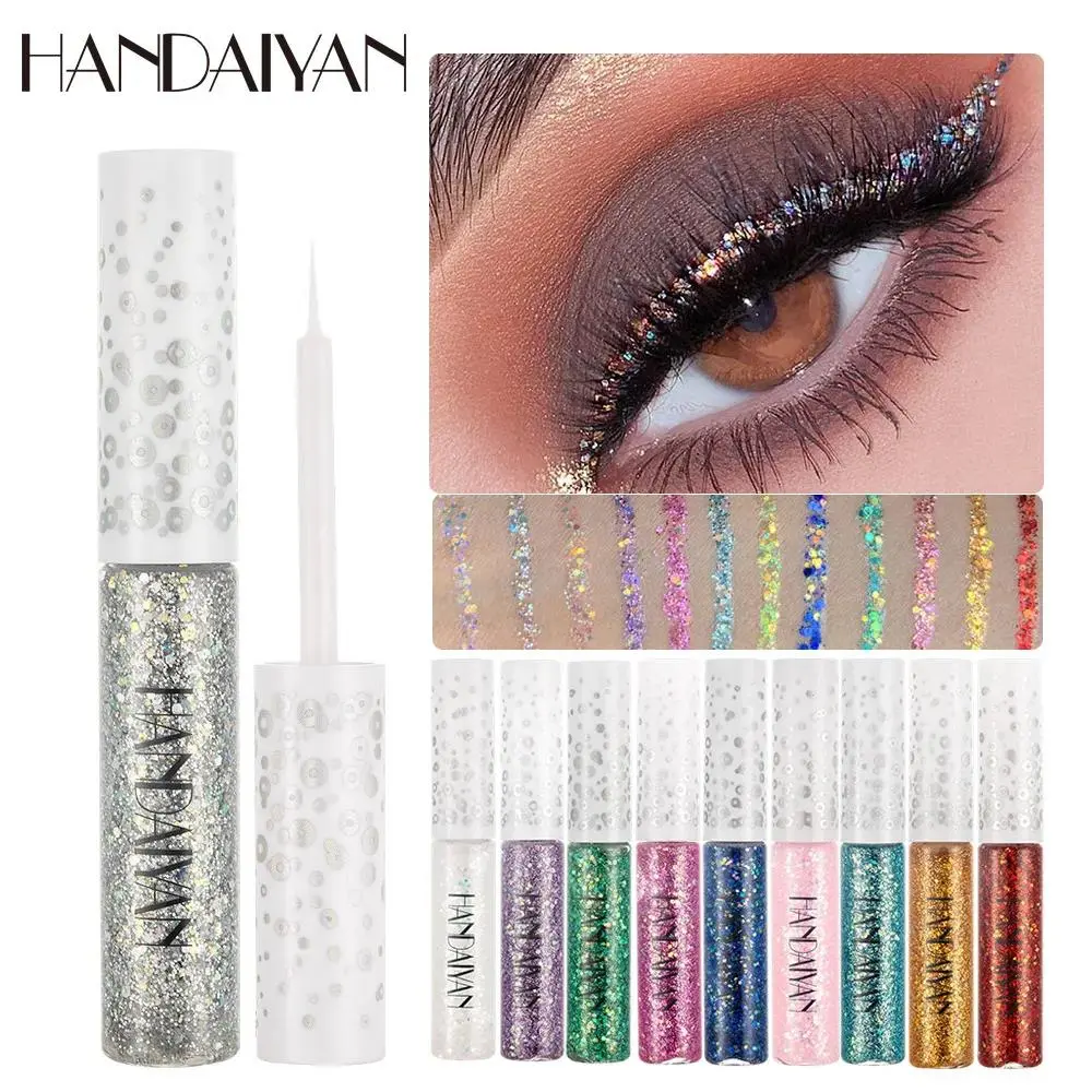 12pcs Glitter Eyeliner Set Long Lasting Waterproof Shimmer Eye Makeup Crystal Diamond Cosplay Stage Festival Eyeshadow