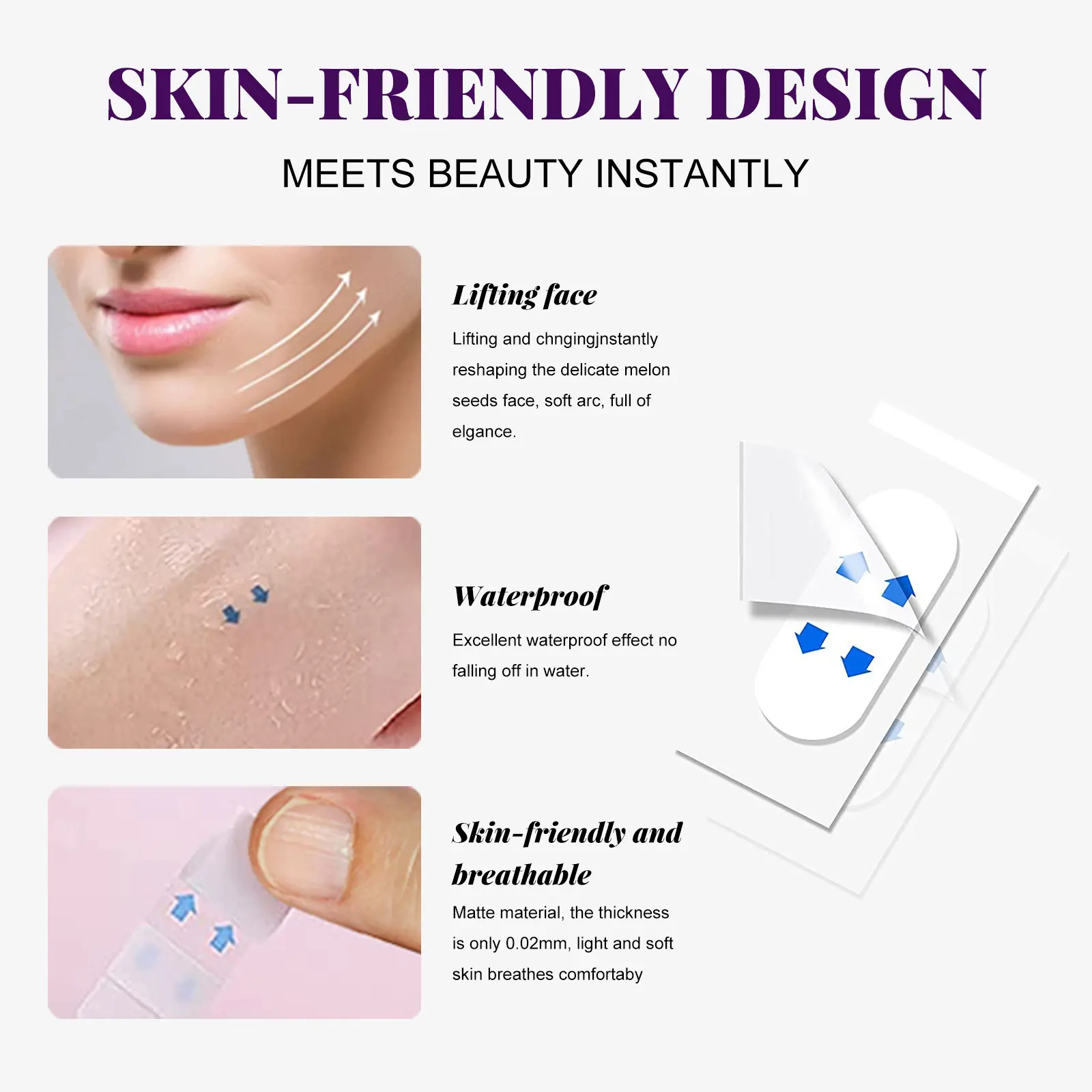 Lifting Face Patches Waterproof Double Chin Remove Sagging Face Slimming Nasolabial Folds Tightening Skin V Face Invisible Patch