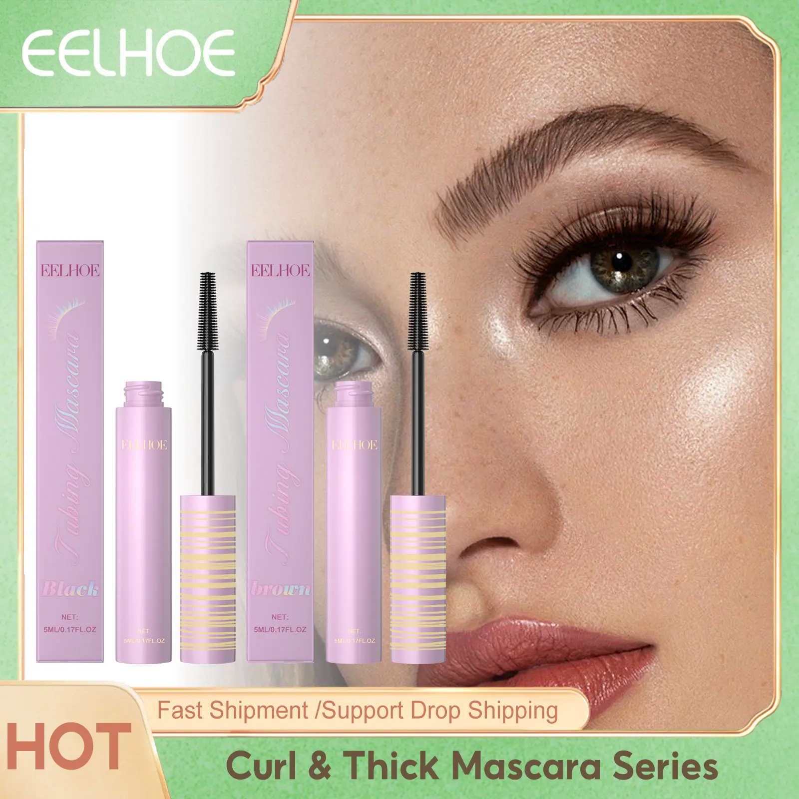 Eelhoe Curling Mascara Series Keep Thicking Lengthening Eyelashes Extension Volume Makeup Cosmetics Waterproof Black Mascara 5ml
