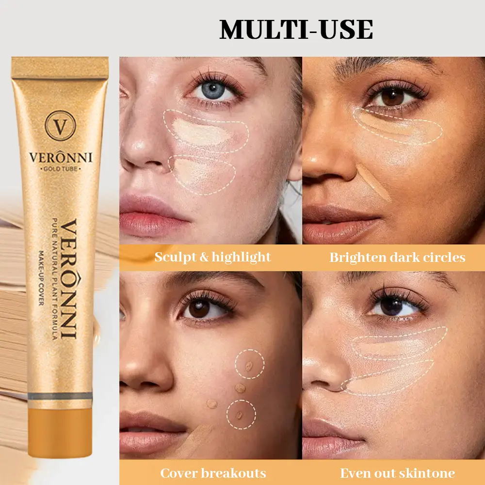 14 Color Concealer with a Flexible Concealer Moisturizing Liquid Foundation to Cover Dark Circles Tear Trough Nasolabial Folds a