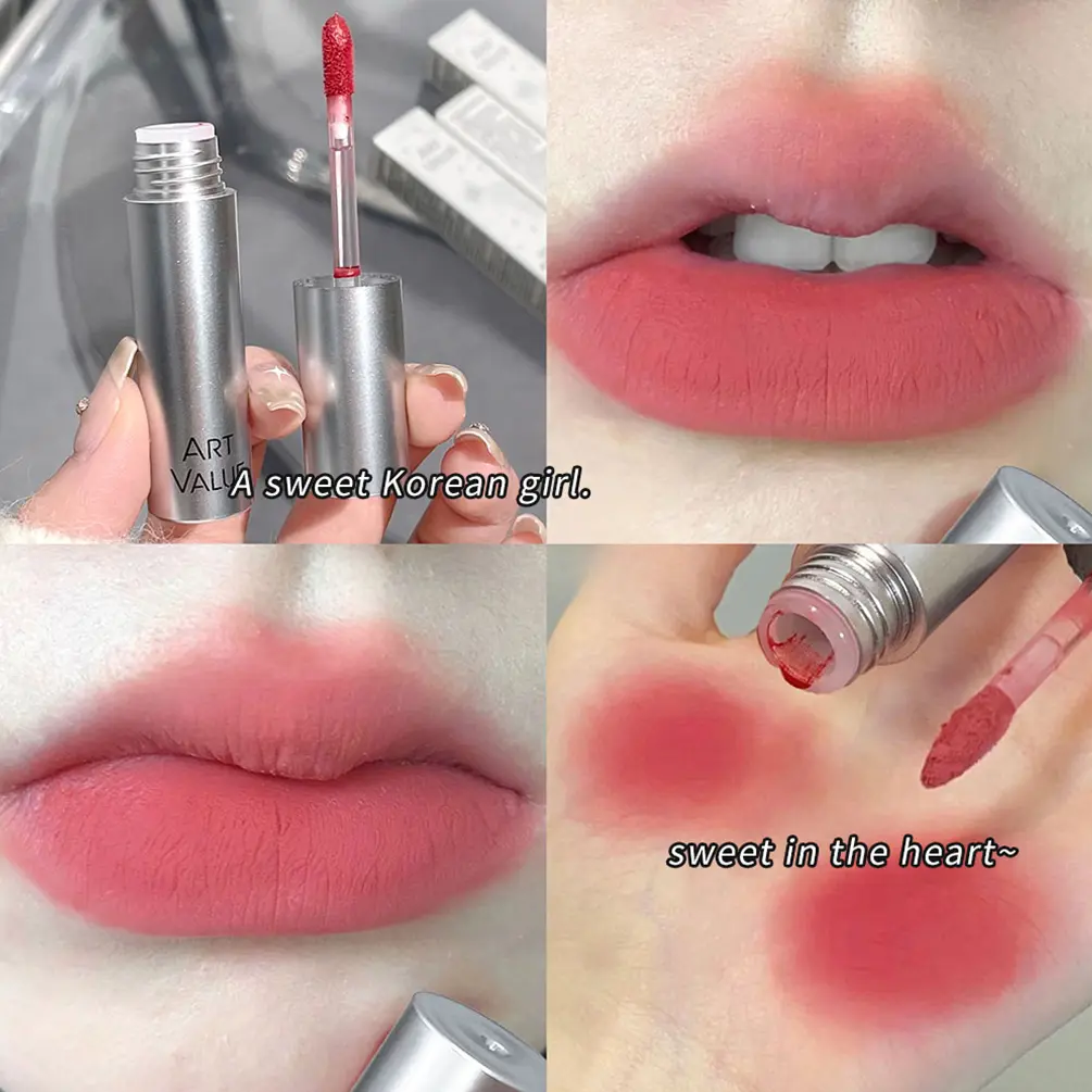 Nude Matte Liquid Lipstick Non Fading Waterproof Lasting Sexy Red Lip Gloss Non Stick Cup Moisturzing Lip Glaze Makeup Lip Tint