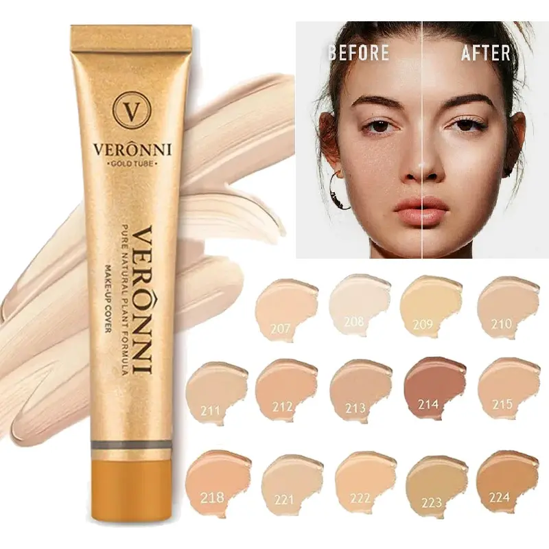 14 Color Concealer with a Flexible Concealer Moisturizing Liquid Foundation to Cover Dark Circles Tear Trough Nasolabial Folds a