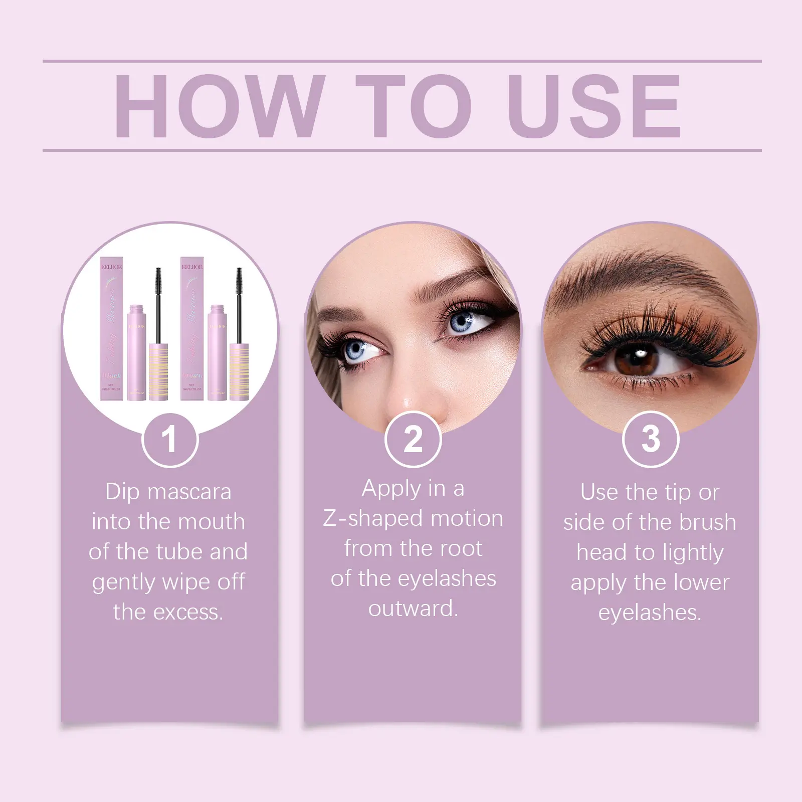 Eelhoe Curling Mascara Series Keep Thicking Lengthening Eyelashes Extension Volume Makeup Cosmetics Waterproof Black Mascara 5ml