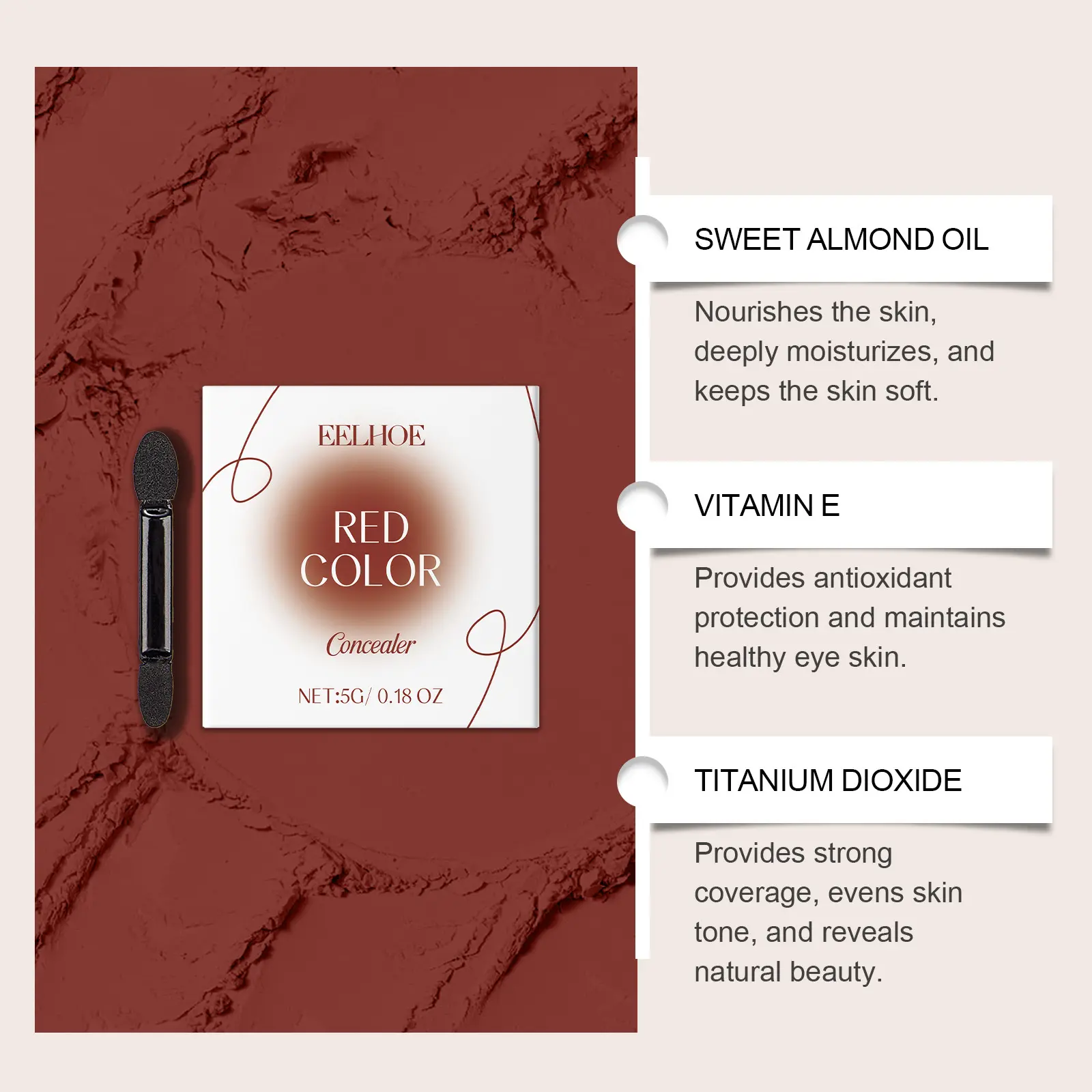 EELHOE 4 Colors High Coverage Concealer Waterproof Hydration Elimination Dark Circles Concealer Color Corrector Makeup Cosmetics