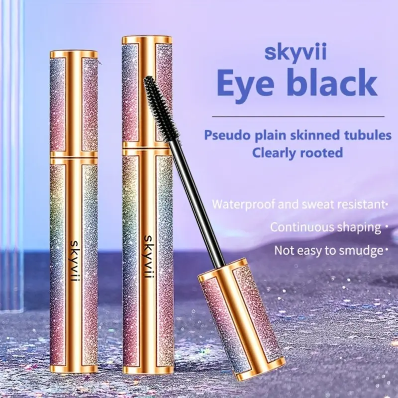 4D Lengthening Waterproof Mascara for Extreme Length & Volume,Black Long Lasting Smudge-proof Eyelash Makeup Cosmetics