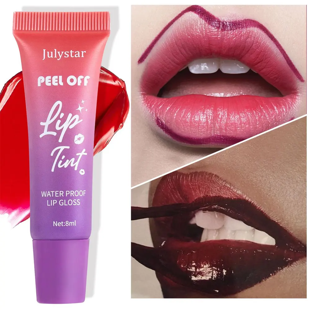6 Colors Peel Off Lip Gloss Fruity Outline Contour Tattoo Lip Stain Matte Nude Pink Waterproof Lasting Tear Off Natural Lip Tint