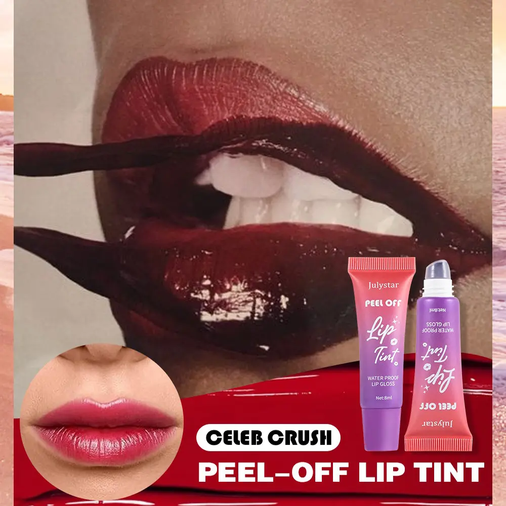 6 Colors Peel Off Lip Gloss Fruity Outline Contour Tattoo Lip Stain Matte Nude Pink Waterproof Lasting Tear Off Natural Lip Tint
