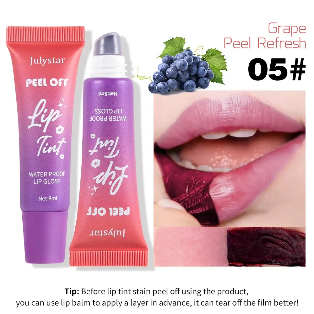6 Colors Peel Off Lip Gloss Fruity Outline Contour Tattoo Lip Stain Matte Nude Pink Waterproof Lasting Tear Off Natural Lip Tint