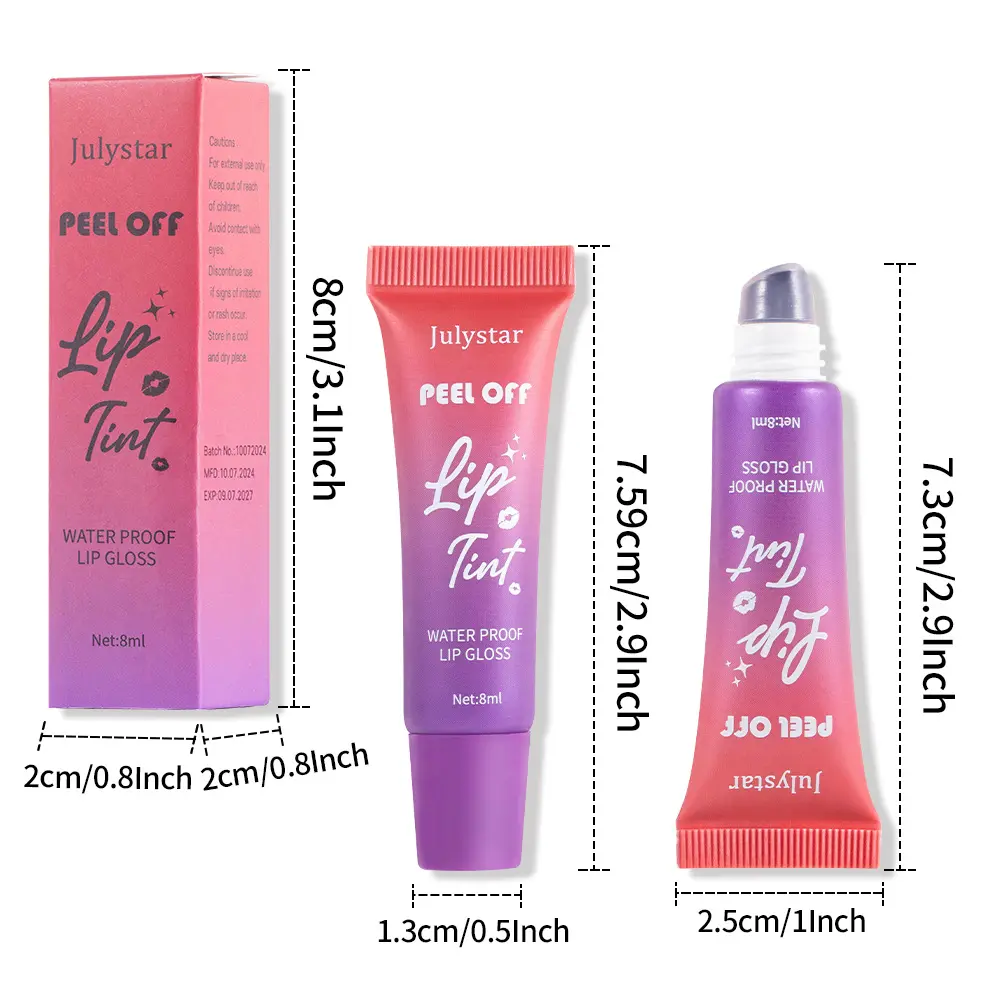6 Colors Peel Off Lip Gloss Fruity Outline Contour Tattoo Lip Stain Matte Nude Pink Waterproof Lasting Tear Off Natural Lip Tint