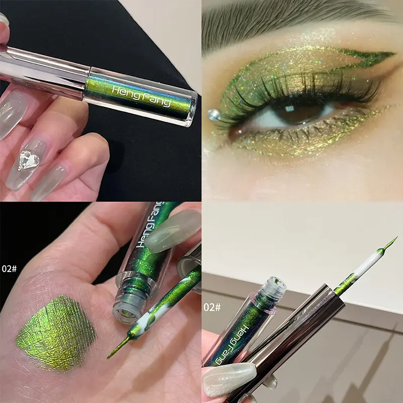 Shiny Chameleon Liquid Eyeliner Waterproof Glitter Pigment Pearl Gloss Eyeliner Makeup Smudge-proof Green Purple Eyeliner Makeup