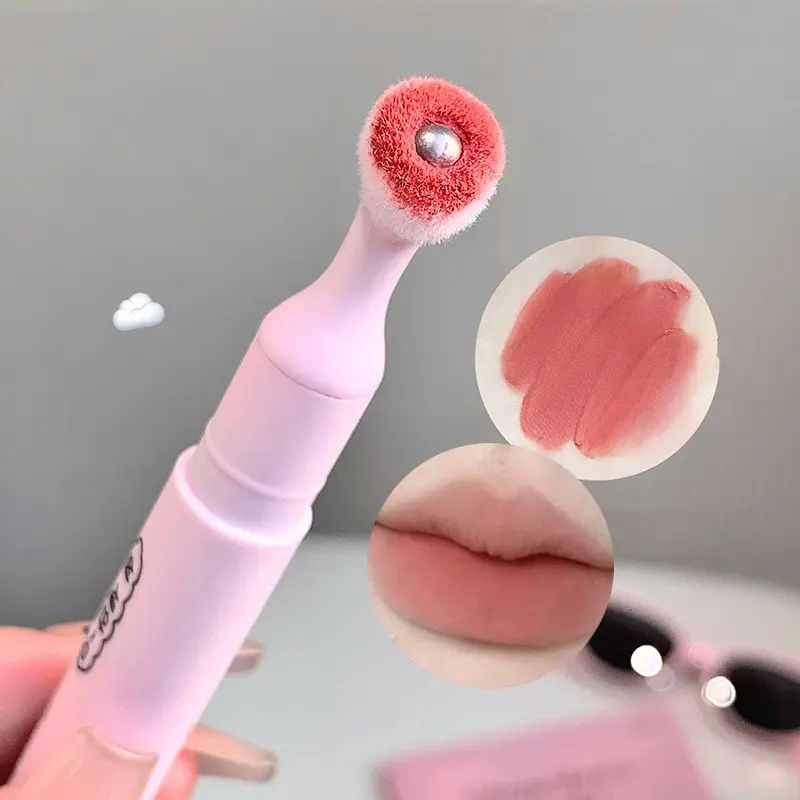 Fluffy Velvet Soft Lip Glaze Liquid Lipstick Cream Nude Matte Rose Red Pigment Waterproof Long Lasting Dye Cheek Lip Tint Paste